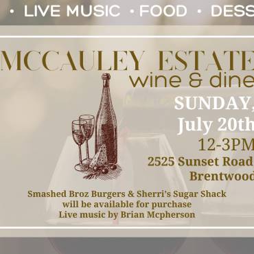McCauley Estate Vineyards Wine & Dine